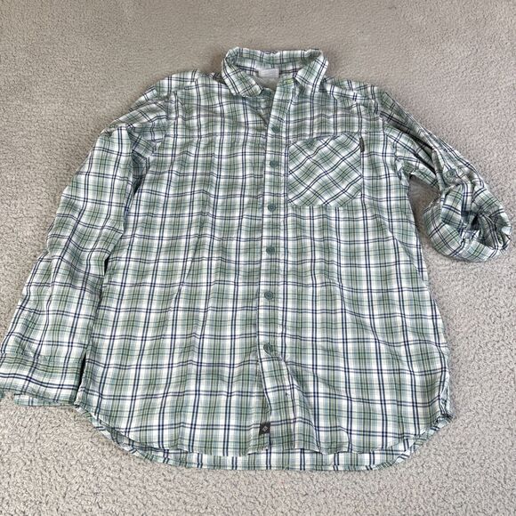 Columbia Shirt Mens M Green Plaid Button Roll Tab Vented Pocket Outdoor Hiking - Picture 15 of 16